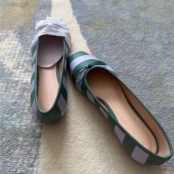 Anthropologie Maeve Striped Green and lilac Women's Flats - Picture 4 of 4